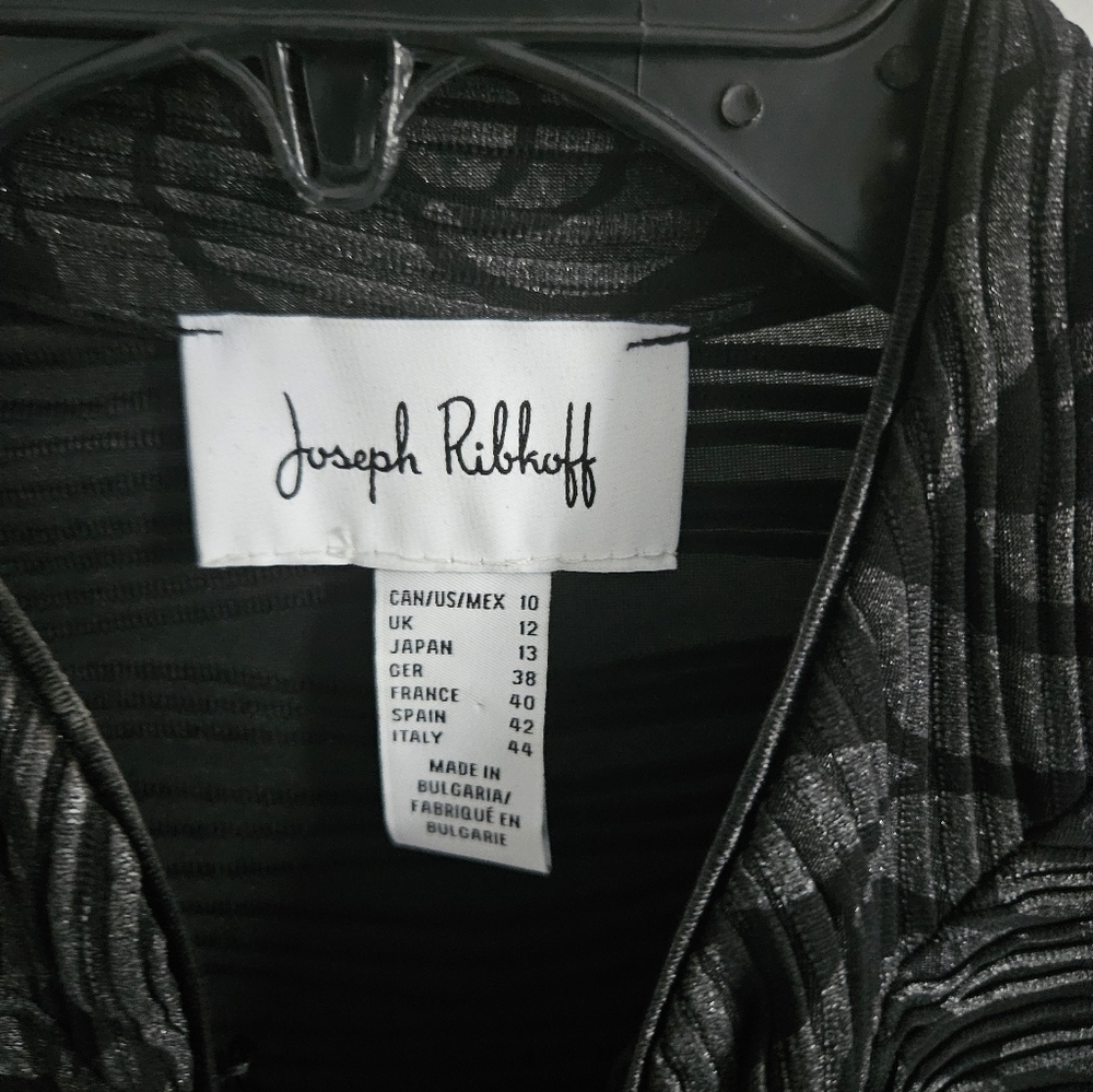Joseph Ribkoff Blazer Gray Black Jacquard Rose Pattern Jacket - Picture 6 of 7